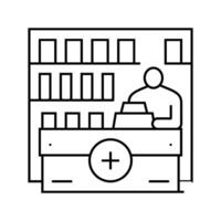 pharmacie compteur pharmacien ligne icône vecteur illustration