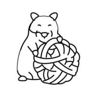 hamster avec jouet animal de compagnie ligne icône vecteur illustration