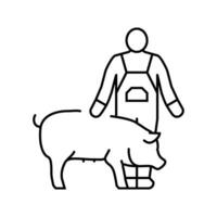 porc agriculteur animal ligne icône vecteur illustration