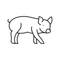 mignonne porcelet porc ferme ligne icône vecteur illustration