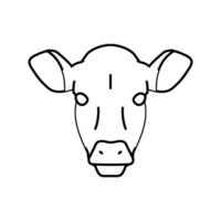 vache tête ferme ligne icône vecteur illustration