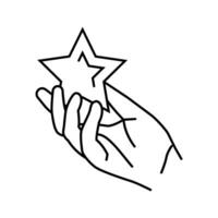 main en portant étoile ligne icône vecteur illustration
