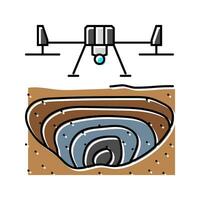 exploitation minière opérations drone Couleur icône vecteur illustration