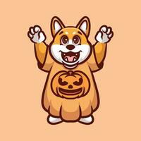 shiba Halloween dessin animé illustration vecteur