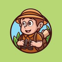 jungle explorateur dessin animé illustration vecteur