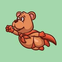 en volant ours héros dessin animé illustration vecteur