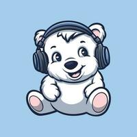polaire ours la musique chil dessin animé illustration vecteur