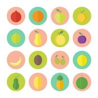 une ensemble de coloré rond fruit Icônes dans plat vecteur