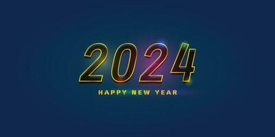 vecteur ligne style golen texte 2024 Nouveau année vacances fond d'écran