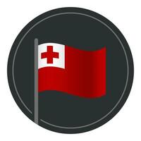 abstrait Tonga drapeau plat icône dans cercle isolé sur blanc Contexte vecteur