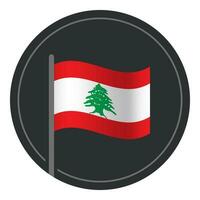 abstrait Liban drapeau plat icône dans cercle isolé sur blanc Contexte vecteur