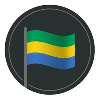 abstrait Gabon drapeau plat icône dans cercle isolé sur blanc Contexte vecteur