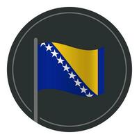 abstrait Bosnie et herzégovine drapeau plat icône dans cercle isolé sur blanc Contexte vecteur