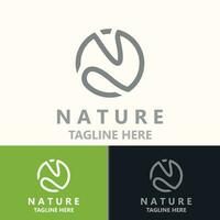 lettre n la nature écologie logo avec feuilles adapté pour affaires jardin modèle vecteur