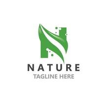 lettre n la nature écologie logo avec feuilles adapté pour affaires jardin modèle vecteur