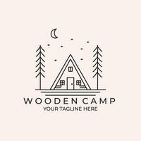 en bois camp minimaliste logo conception ligne art illustration logo Créatif vecteur