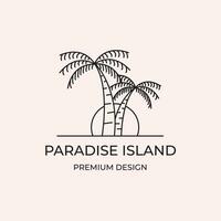 paradis île prime conception logo ligne art minimaliste vecteur