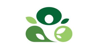 bien-être logo conception, combinaison de la personne formes avec végétaux, aptitude, santé. vecteur