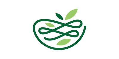 logo combinaison de illustration de une des oiseaux nid avec les plantes. icône, vecteur, symbole. vecteur