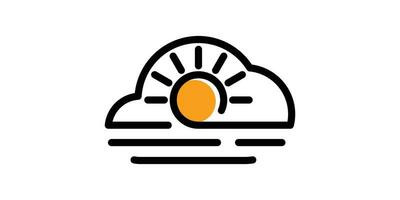 logo inspiration lever du soleil avec nuage icône vecteur illustration