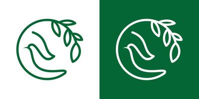 logo conception main ,oiseau et cercle plante icône vecteur minimaliste