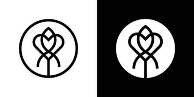 logo conception abstrait l'amour et Rose avec cercle icône vecteur illustration