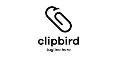 logo conception abstrait agrafe et oiseau icône vecteur minimaliste