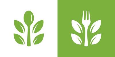 logo conception restaurant biologique nourriture icône vecteur inspiration