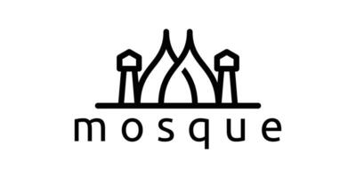 mosquée logo conception, islamique endroit de culte, minimaliste ligne logo. vecteur