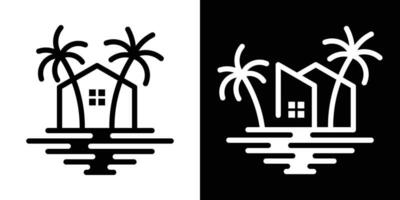 logo conception hôtel, palmier et maison logo conception icône vecteur