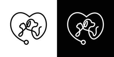 logo conception santé animal de compagnie, l'amour et animal animal de compagnie icône vecteur illustration
