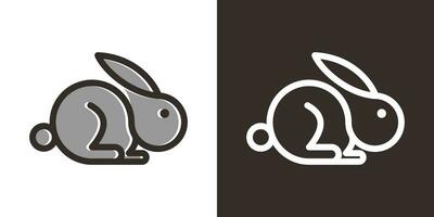 lapin minimaliste logo conception ligne icône vecteur illustration