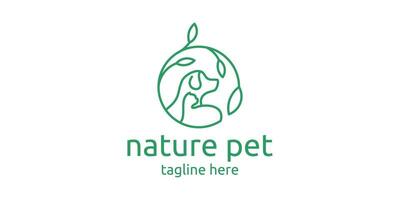 logo conception combiner animal de compagnie formes avec Naturel végétaux, minimaliste lignes. vecteur