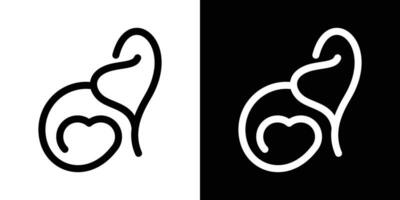 logo conception l'amour et l'éléphant minimaliste icône vecteur illustration