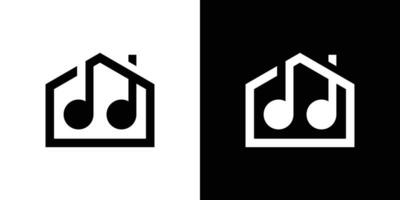 la musique maison logo conception, la musique Remarque et maison, réelle biens conception icône vecteur illustration