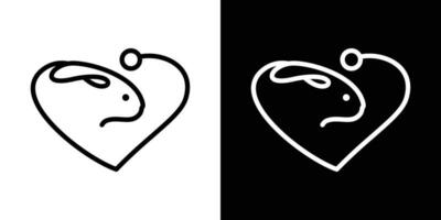 logo conception minimaliste l'amour et lapin icône vecteur illustration