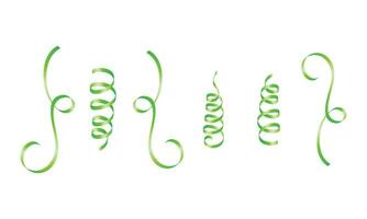 vecteur vert recourbé rubans serpentin réaliste ensemble