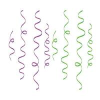 vecteur 3d violet et vert ruban confettis ensemble sur blanc