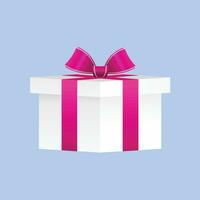 vecteur blanc cadeau boîte avec rose arc isolé