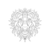 noir contour tigre ou Lion tête avec sur blanc arrière-plan, coloration livre style vecteur