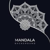 mandala de luxe avec fond arabe motif arabesque argenté. mandala décoratif abstrait de style ramadan ornemental vecteur