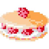 gâteau dessin animé icône dans pixel style vecteur
