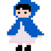 fille dessin animé icône dans pixel style vecteur