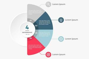 cercle graphique infographie modèle avec 4 les options pour présentations vecteur