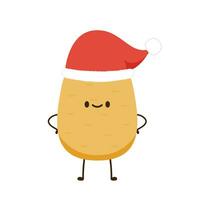 Patate personnage conception. Patate vecteur. Patate sur blanc Contexte. Père Noël chapeau. vecteur