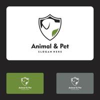 Animal pet care dog et protéger la conception de l'illustration de l'icône vecteur logo feuille