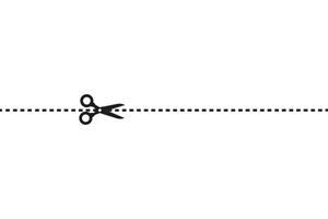 découpez la forme d'un rectangle de coupon avec des ciseaux. illustration d'icône de vecteur