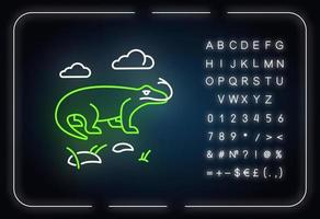 icône de néon de dragon de Komodo vecteur