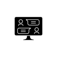 icône de glyphe noir de canaux de communication numérique vecteur