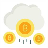 nuage bitcoin plat icône conception style vecteur